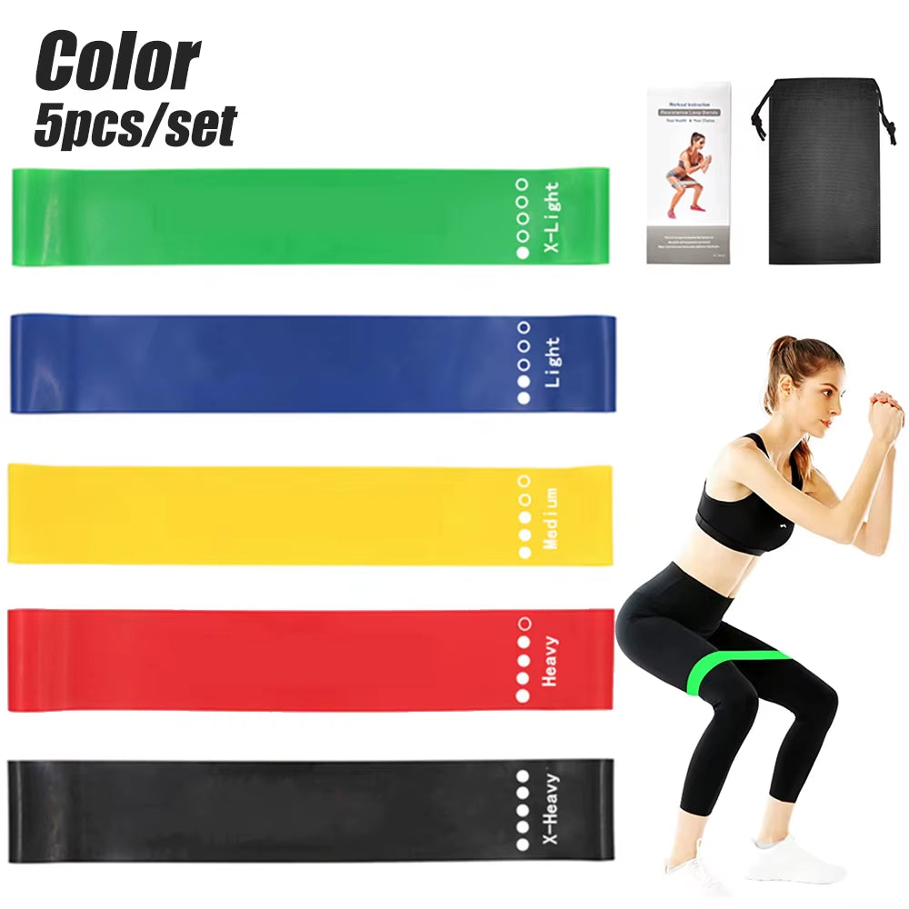 5Pcs/Set Yoga Resistance Rubber Bands Expander Belt Bodybuilding Fitness Equipment Pilates Sport Training Workout Elastic Bands